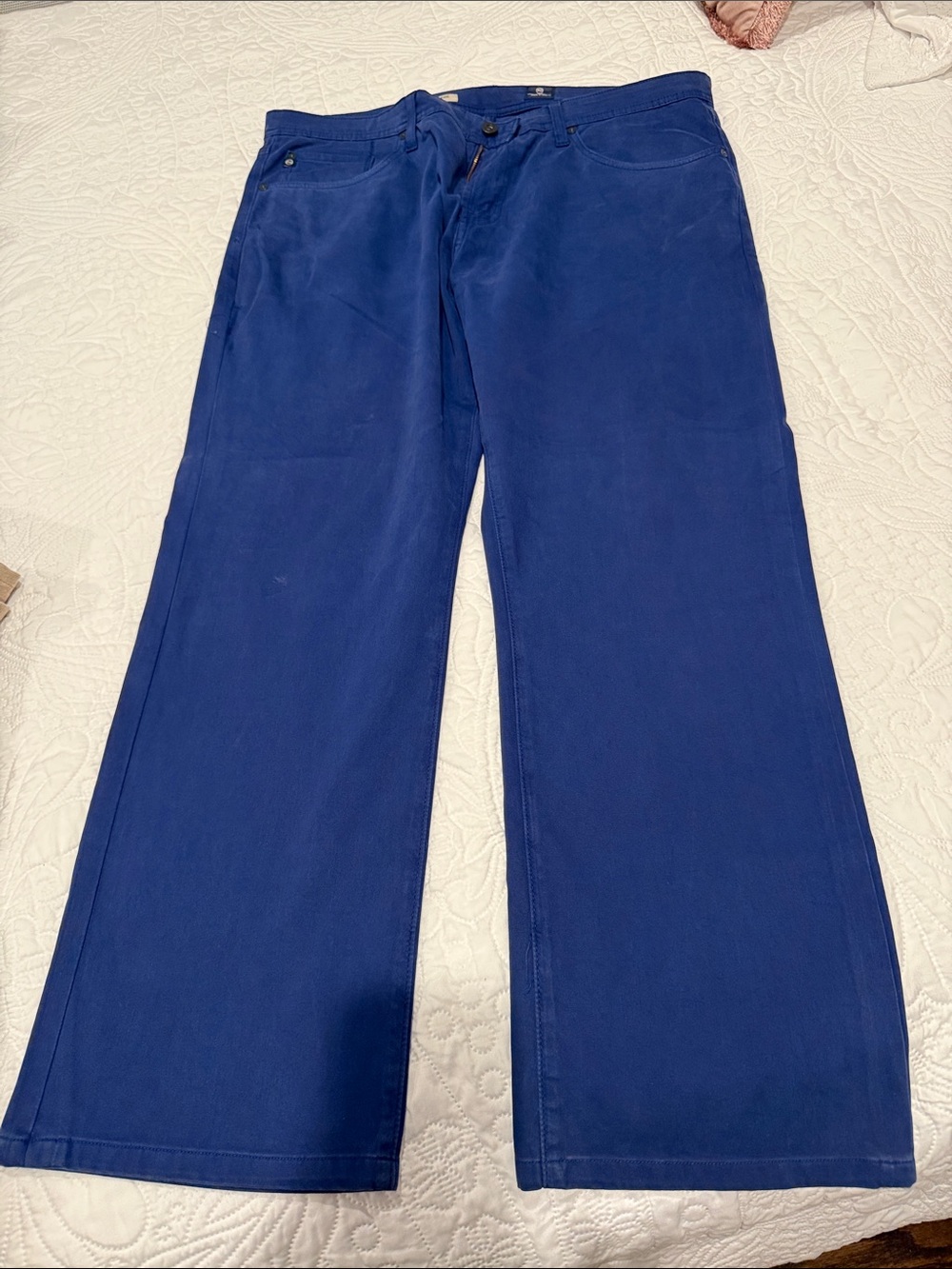 Ag Adriano Goldschmied Men's Wide-Leg Chinos in Royal Blue